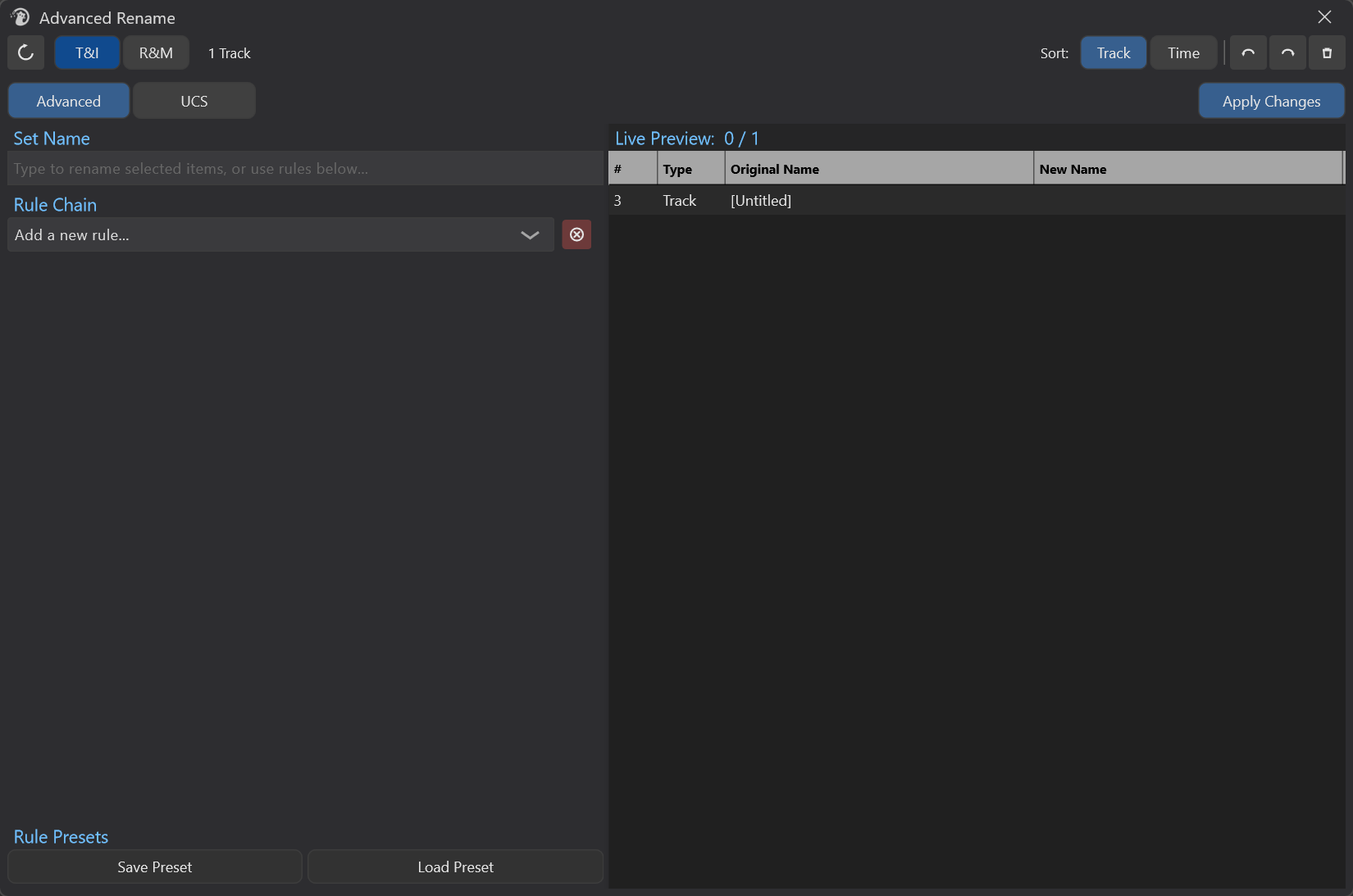 Advanced Rename interface overview