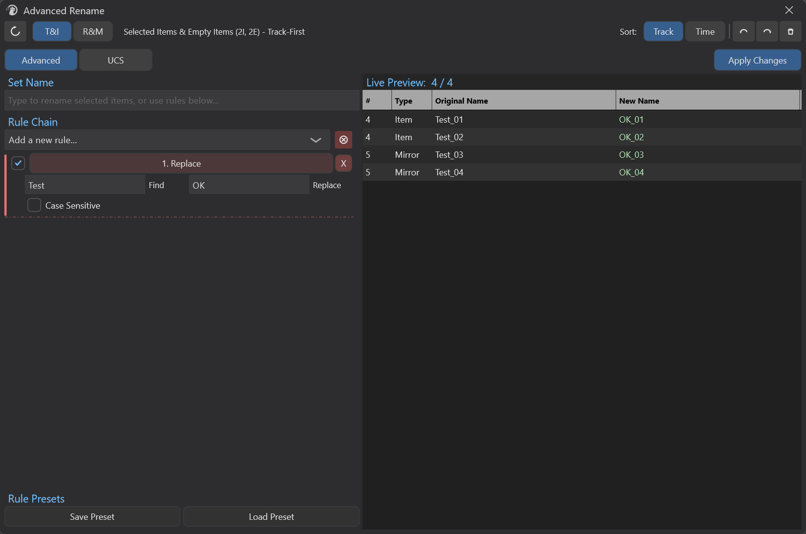 Preview table