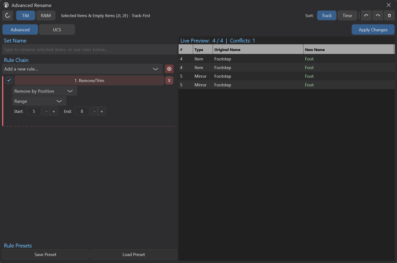 Remove/Trim: Range example