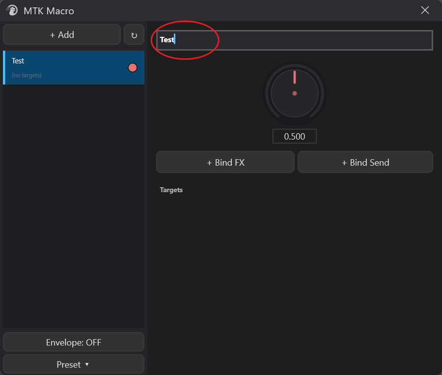 Click right name edit box to rename
