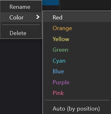 Right-click macro → Color submenu