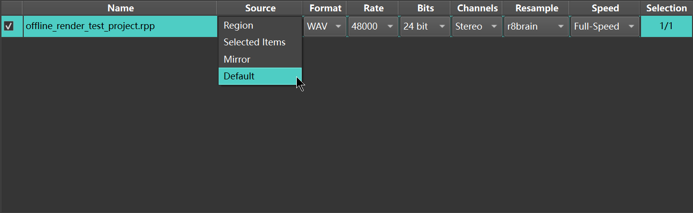 Source Dropdown